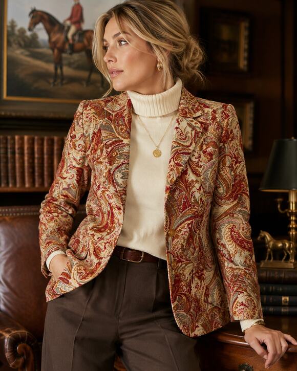Linda Allard Ellen Tracy Jackets & Blazers - Vintage 90s Linda Allard Ellen Tracy Paisley Wool Blend Blazer Size 2